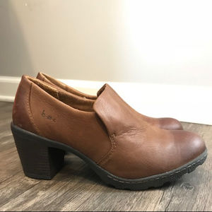 Born Brown Leather Heeled Booties